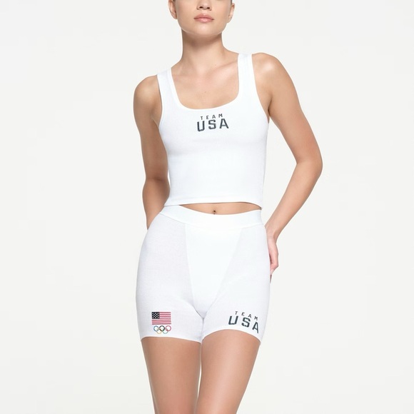 SKIMS Team USA White Crop Tank Top - Picture 2 of 5